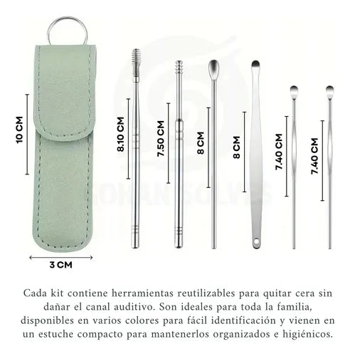 3x Kits de limpieza de oídos: preciso, seguro y reutilizable