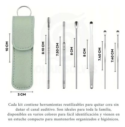 3x Kits de limpieza de oídos: preciso, seguro y reutilizable