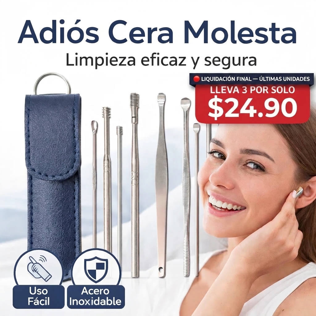 3x Kits de limpieza de oídos: preciso, seguro y reutilizable